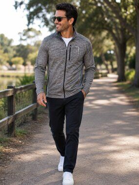 Roundtree & Yorke Performance Gray Full Zip Athletic Jacket XL